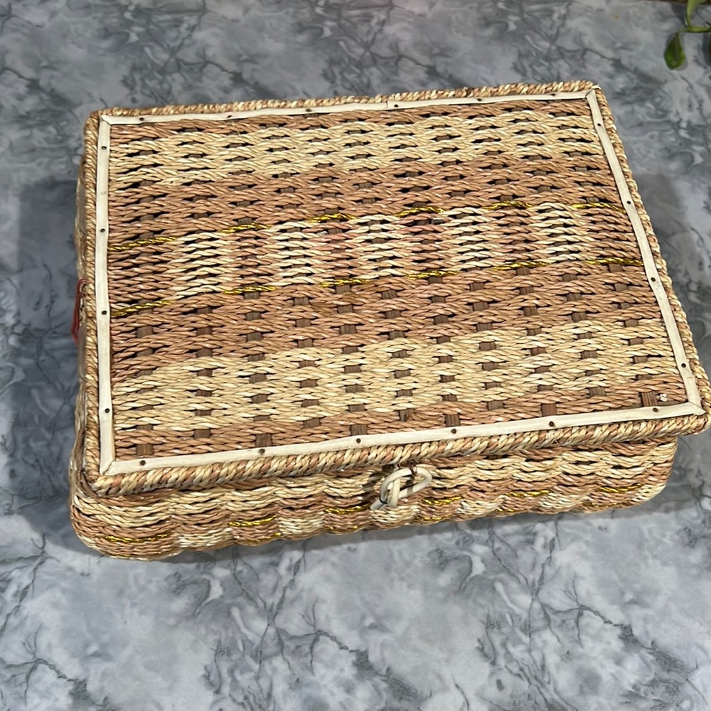 Vintage wicker sewing box